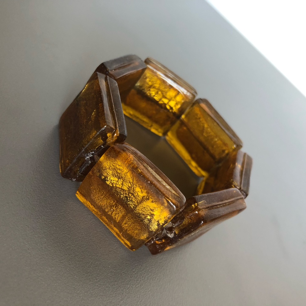 Silver foil glass bracelet